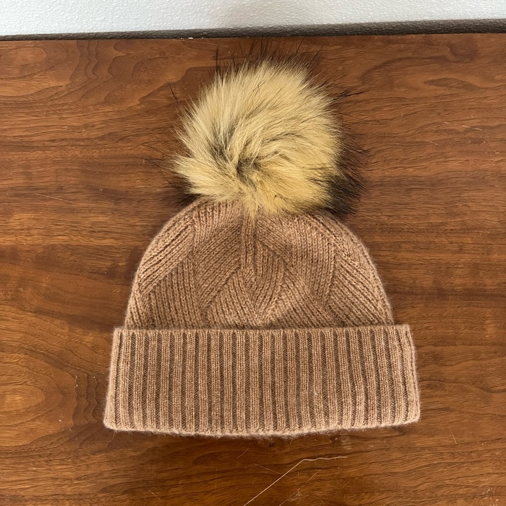 NORDSTROM Wool/Cashmere Knit Pom-Pom Beanie